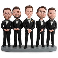 Vollständig anpassbare benutzerdefinierte Bobbleheads für 5 Personen mit graviertem Text