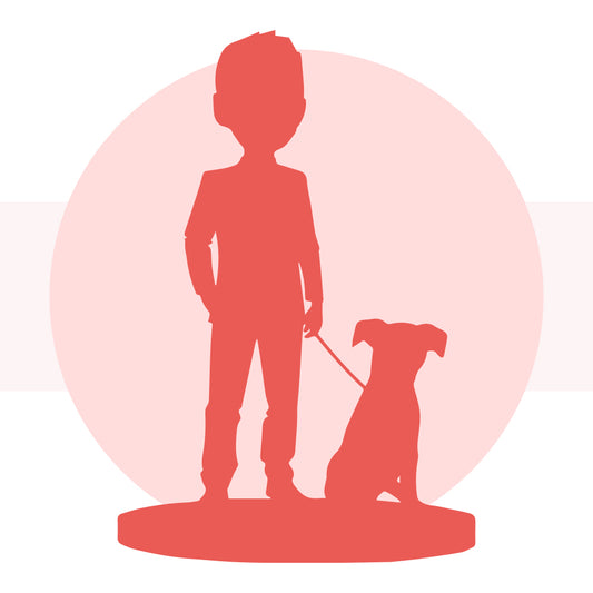 Vollständig anpassbar 1 Person und Haustier Kundenspezifische Bobbleheads mit graviertem Text