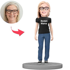 Schwarze Kleidung Beste Mama Benutzerdefinierter Bobbleheads