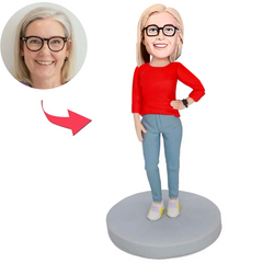 Rote Kleidung Für Frauen Benutzerdefinierter Wackelkopfs