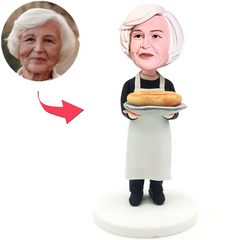 Mama Hält Teller Mit Brot Benutzerdefinierter Wackelkopfs