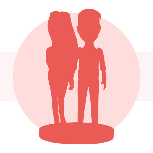 Vollständig anpassbare benutzerdefinierte Bobbleheads für 2 Personen mit graviertem Text