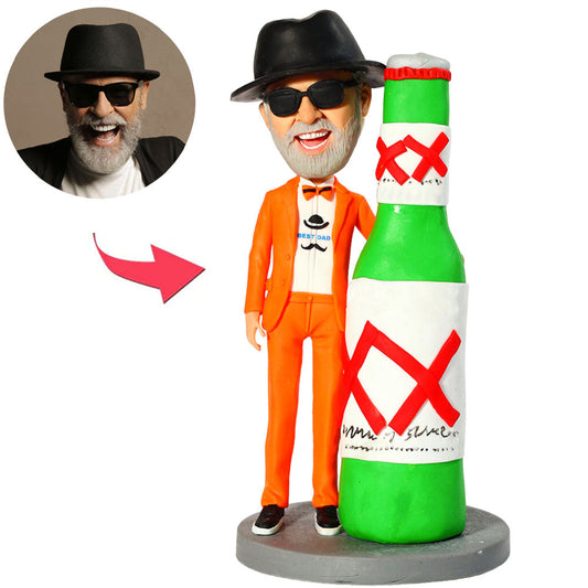Bester Vater und beste Bierflasche Kundenspezifische Bobbleheads addieren Text