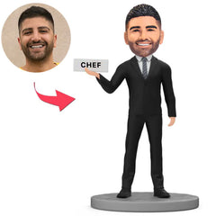 Chef mit Chef Schild Benutzerdefinierte Bobbleheads