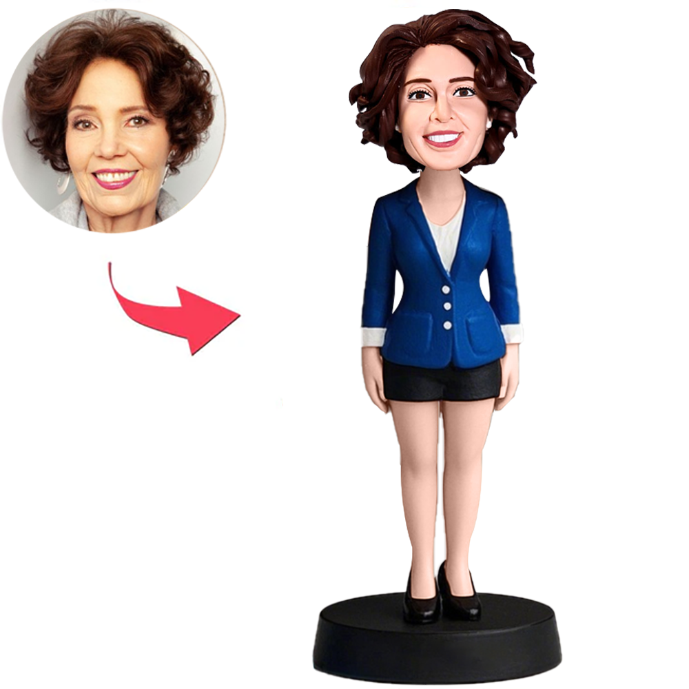 Modische Frau In Blauer Kleidung Benutzerdefinierter Wackelkopfs