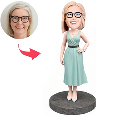 Schöne Frau Im Kleid Benutzerdefinierter Wackelkopfs