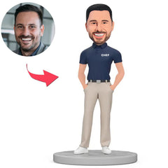 Chef mit Händen in den Taschen Benutzerdefinierte Bobbleheads
