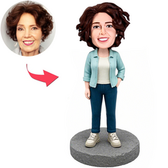 Blauer Freizeitanzug Für Damen Benutzerdefinierter Wackelkopfs