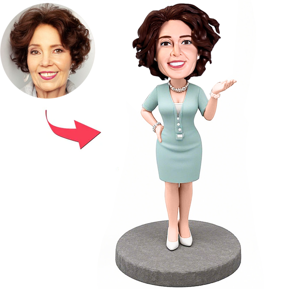 Hellblauer Anzug Für Damen Benutzerdefinierter Wackelkopfs