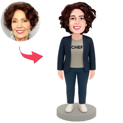 Weibliche Chef in dunkelblauem Anzug Benutzerdefinierte Bobbleheads