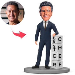 Bester Chef in Dunkelblauem Anzug Benutzerdefinierte Bobbleheads