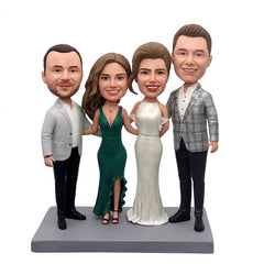 Vollständig anpassbare kundenspezifische Bobbleheads für 4 Personen mit graviertem Text