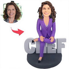 Kundenspezifischer Bobbleheads Lila Anzug für weibliche Chefin