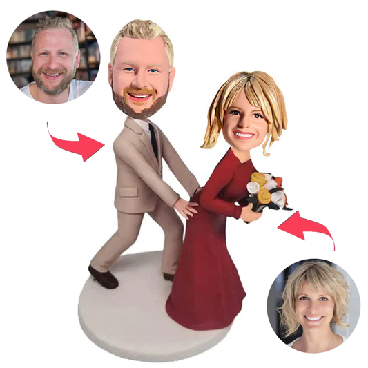 Berühren Hintern Paar Kundenspezifische Bobbleheads addieren Text