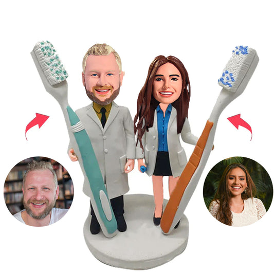 Dentisit Couple Custom Bobblehead With Engraved Text