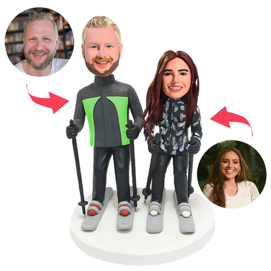 Skianzug-Paar Kundenspezifische Bobbleheads addieren Text