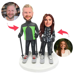 Skianzug-Paar Kundenspezifische Bobbleheads addieren Text