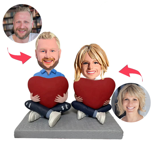 Herz glückliches Paar Kundenspezifische Bobbleheads addieren Text