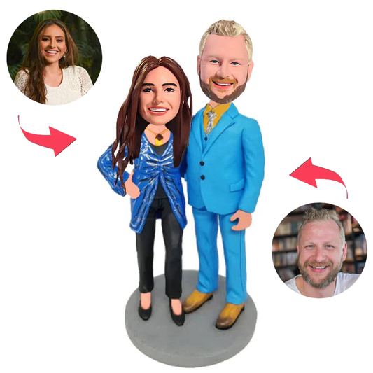 Cooles Geschäftspaar Kundenspezifische Bobbleheads addieren Text