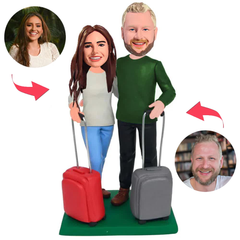 Reisepaar Kundenspezifische Bobbleheads mit eingraviertem Text
