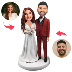 Hochzeitskleidungspaar Kundenspezifische Bobbleheads mit eingraviertem Text