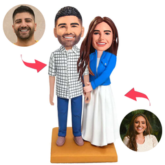 Karierte Hemden für Männer und Röcke für Frauen Kundenspezifische Bobbleheads mit eingraviertem Text