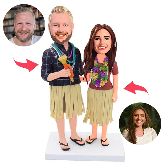 Grasröcke Paar Kundenspezifische Bobbleheads mit eingraviertem Text
