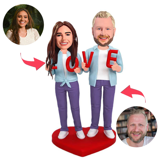 Liebespaar Kundenspezifische Bobbleheads mit eingraviertem Text