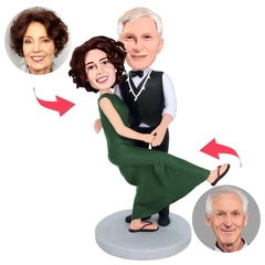 Tanzendes altes Paar Kundenspezifische Bobbleheads mit eingraviertem Text