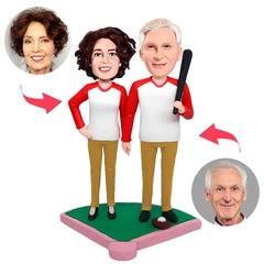 Baseball altes Paar Kundenspezifische Bobbleheads mit eingraviertem Text