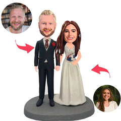 Tragendes Hochzeitskleid-Hochzeits-Paar-kundenspezifische Bobbleheads mit graviertem Text