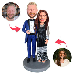 Mode Glückliches Paar Kundenspezifische Bobblehead mit graviertem Text