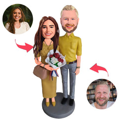 Formelles Kleid Paar Kundenspezifische Bobbleheads mit graviertem Text