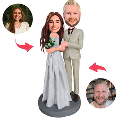 Paar im Hochzeitskleid Kundenspezifische Bobblehead mit graviertem Text