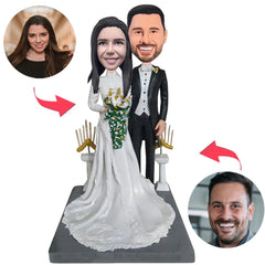 Hochzeitszeremonie Paar Kundenspezifische Bobbleheads mit graviertem Text