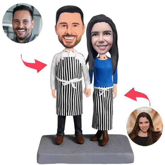 Chef-Paar-kundenspezifische Bobbleheads addieren Text