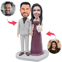 Paar-Hochzeits-Kleiderkundenspezifische Bobbleheads addieren Text