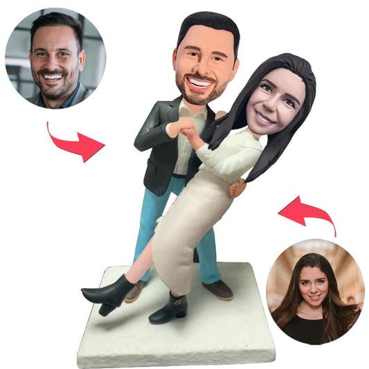 Tanzen-Paar-kundenspezifische Bobbleheads addieren Text