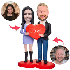 Liebes-Herz-glückliches Paar-kundenspezifischer Bobblehead addieren Text