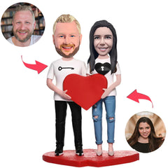 Liebes-Verschluss mit Herz-kundenspezifischem Bobbleheads Wackelkopf addieren Text