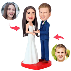 Hochzeit Glücklich Tragen Eheringe Paar Benutzerdefinierte Bobbleheads