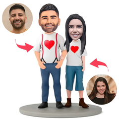 Overalls Paar Kleidung Kundenspezifische Bobbleheads mit eingraviertem Text