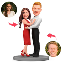 Tanzendes Paar Kundenspezifische Bobbleheads mit eingraviertem Text
