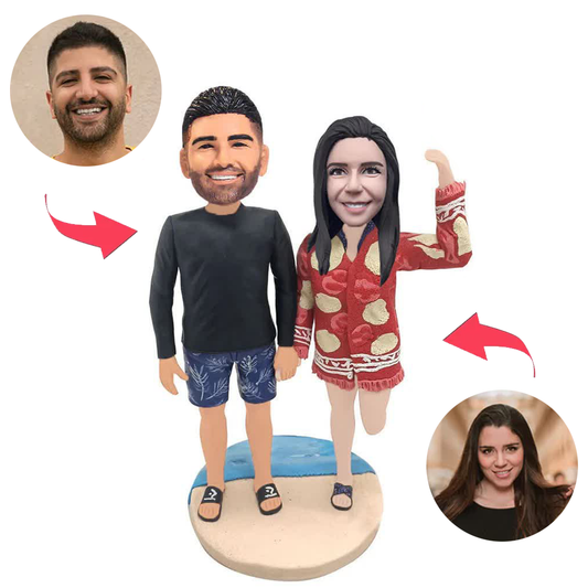 Freizeit Strand Paar Kundenspezifische Bobbleheads mit eingraviertem Text