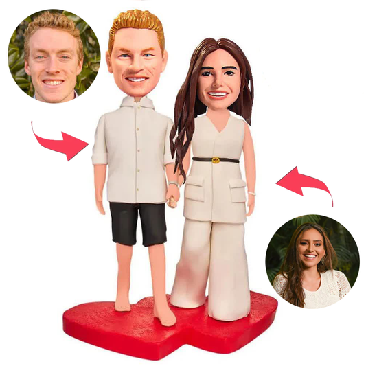 Hand in Hand Paar Kundenspezifische Bobbleheads mit eingraviertem Text