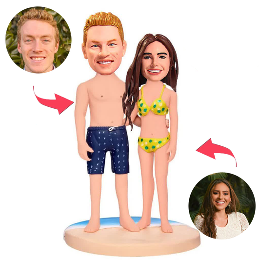 Hawaii-Strand-Paar Kundenspezifische Bobbleheads mit eingraviertem Text