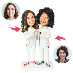 Paar trägt Daunenjacken Kundenspezifische Bobbleheads