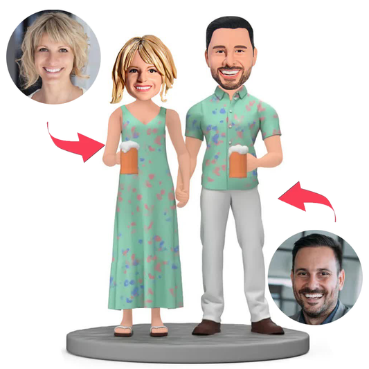 Paar hält Bier in der Hand Kundenspezifische Bobbleheads