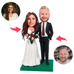 Hochzeitspaar mit Blumen Benutzerdefinierte Bobbleheads