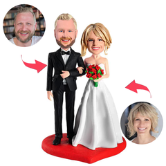 Hochzeitspaar auf Liebesherz Benutzerdefinierte Bobbleheads